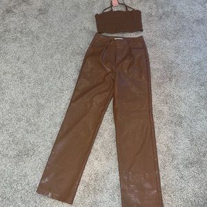 Leather pants and crop set. Brand new